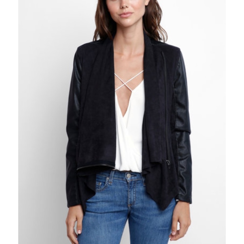 Blank denim vegan leather jacket